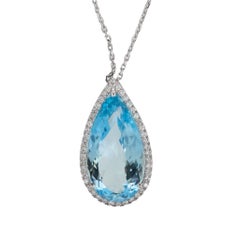 Vintage 12.80 carat aquamarine and diamond platinum necklace
