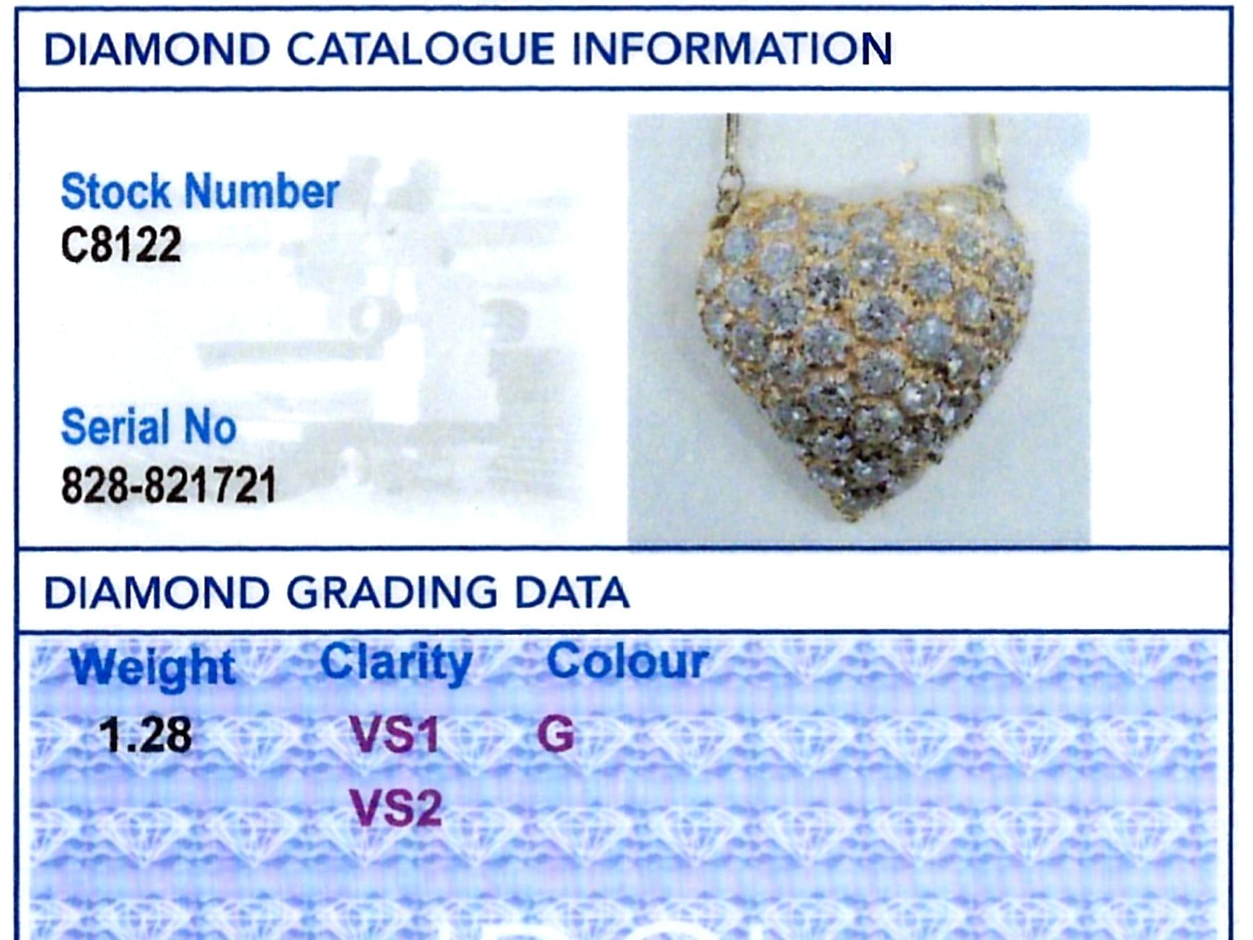 Vintage 1.28Ct Diamond and 14k Yellow Gold Heart Pendant Circa 1950 2