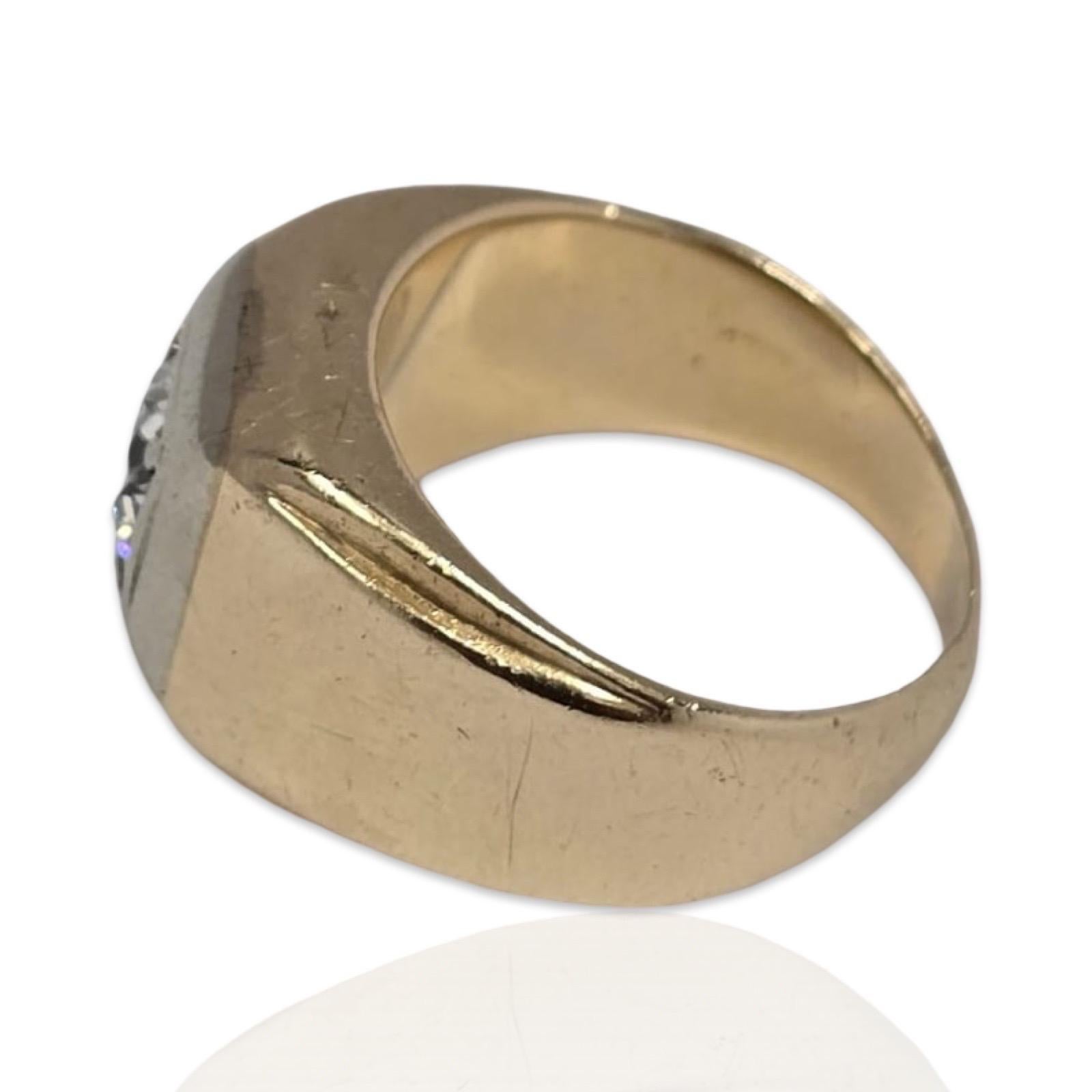 Anello retrò da uomo con diamante naturale GIA da 1,28 ct in oro bicolore 14k in vendita 1