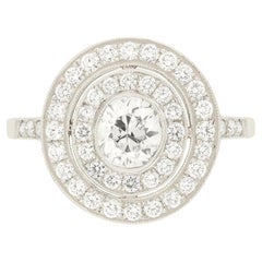 Anillo vintage de doble halo de diamantes de 1,29 quilates, c.1960