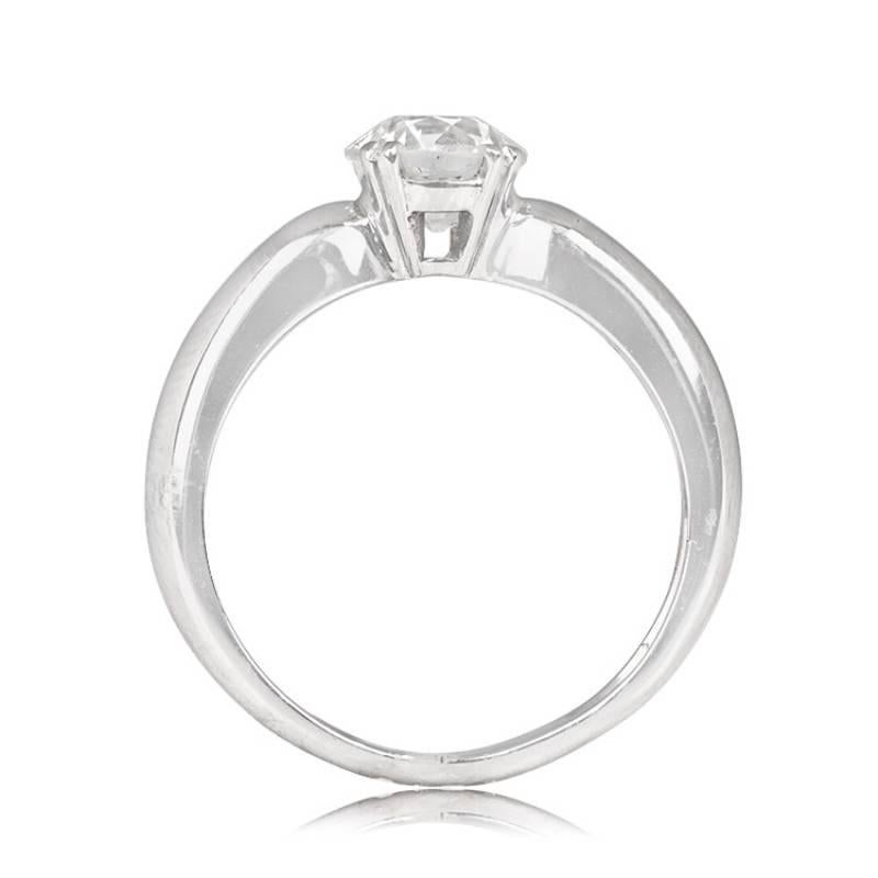 Vintage 1.29ct Old European Cut Diamond Solitaire Ring, 18k White Gold In Excellent Condition For Sale In New York, NY