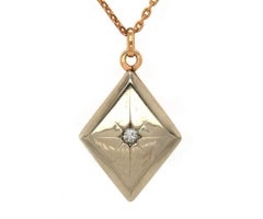 Vintage .12ct Diamond Locket in 18K Yellow Gold W/ Compass