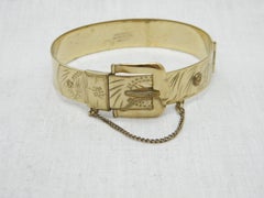 Vintage 12ct Gold 'Rolled' Buckle Cuff Bracelet Bangle 500 Purity Heavy 21g