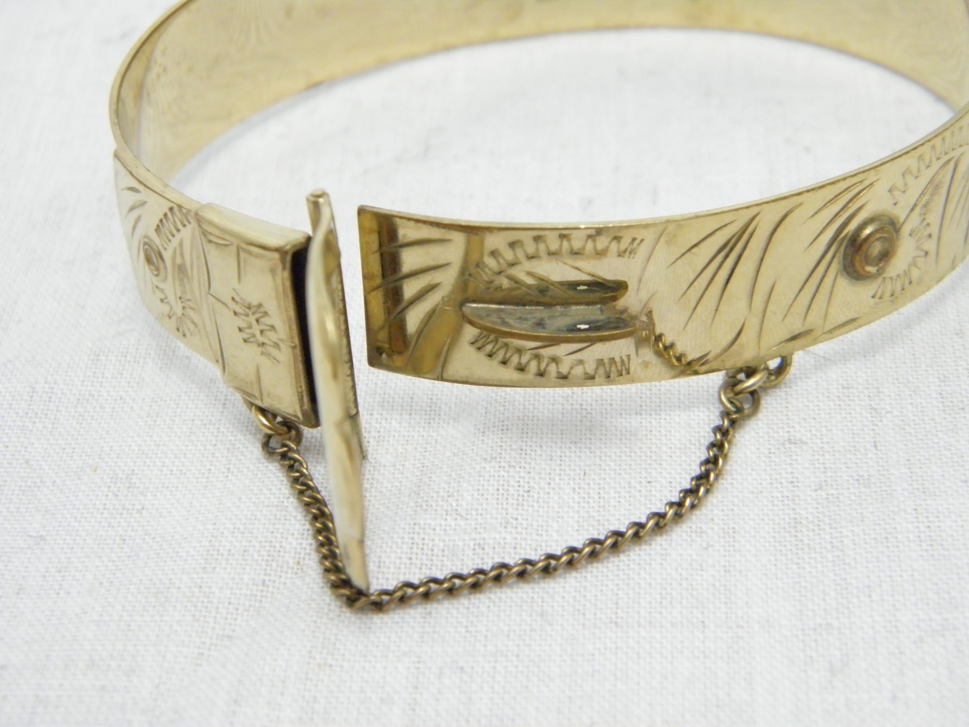Art Nouveau Vintage 12ct Gold 'Rolled' Buckle Cuff Bracelet Bangle 500 Purity Heavy 21g For Sale
