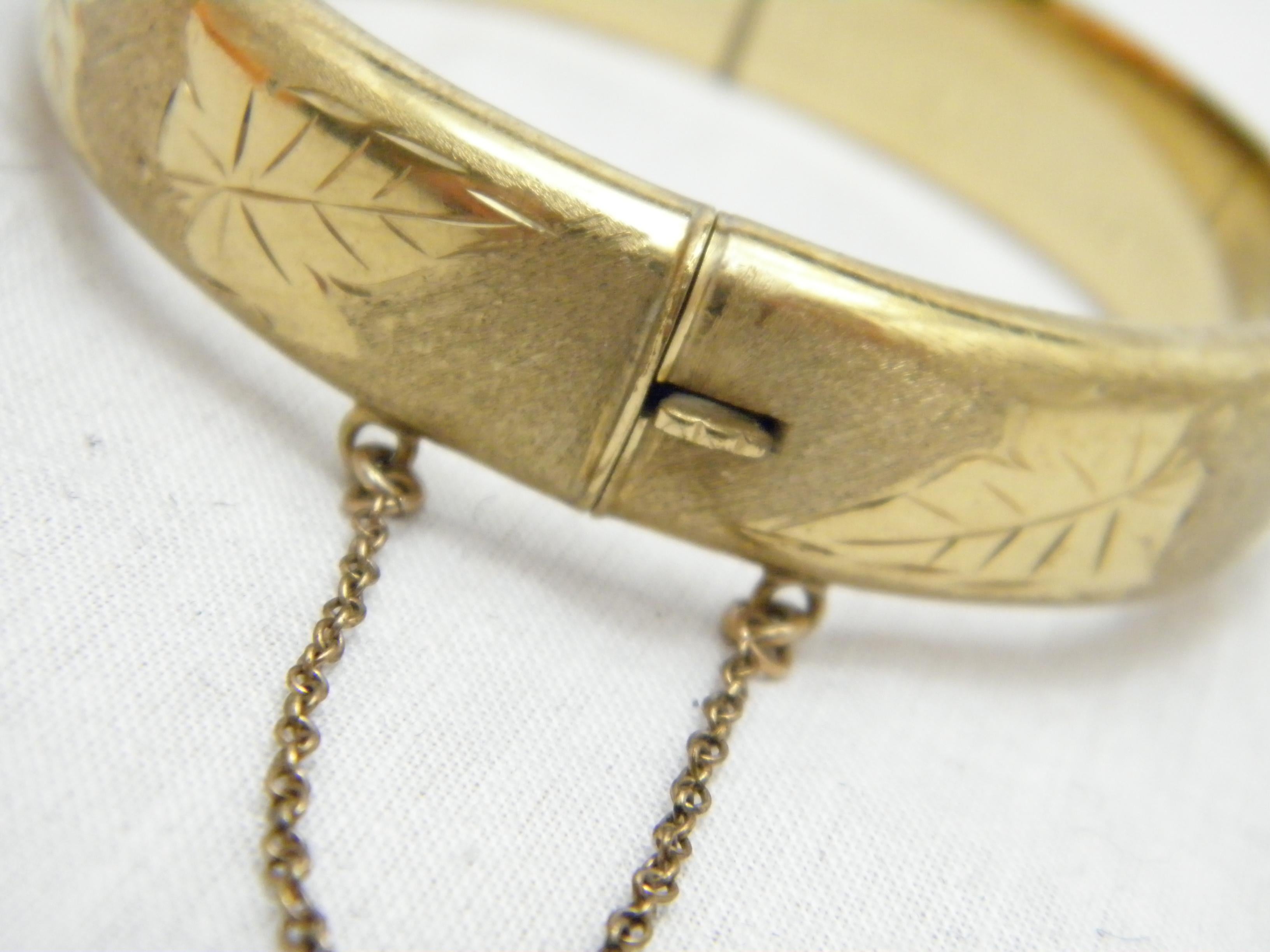Vintage 12ct Gold 'Rolled' Floral Cuff Bracelet Bangle 500 Purity Heavy 21g For Sale 1