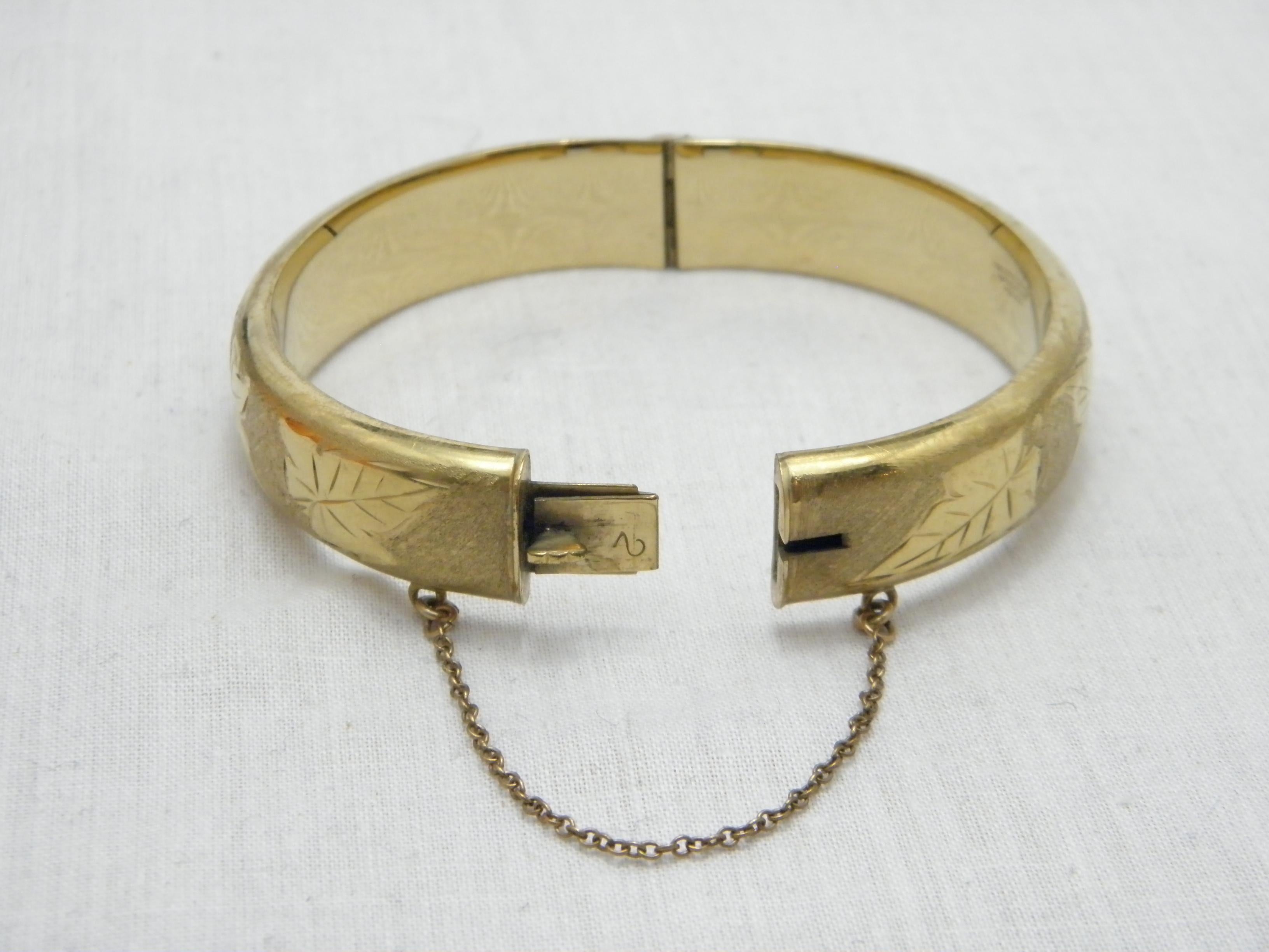 Vintage 12ct Gold 'Rolled' Floral Cuff Bracelet Bangle 500 Purity Heavy 21g For Sale 2