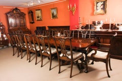 Vintage 12ft George III Style Twin Pedestal Dining Table 20th Century