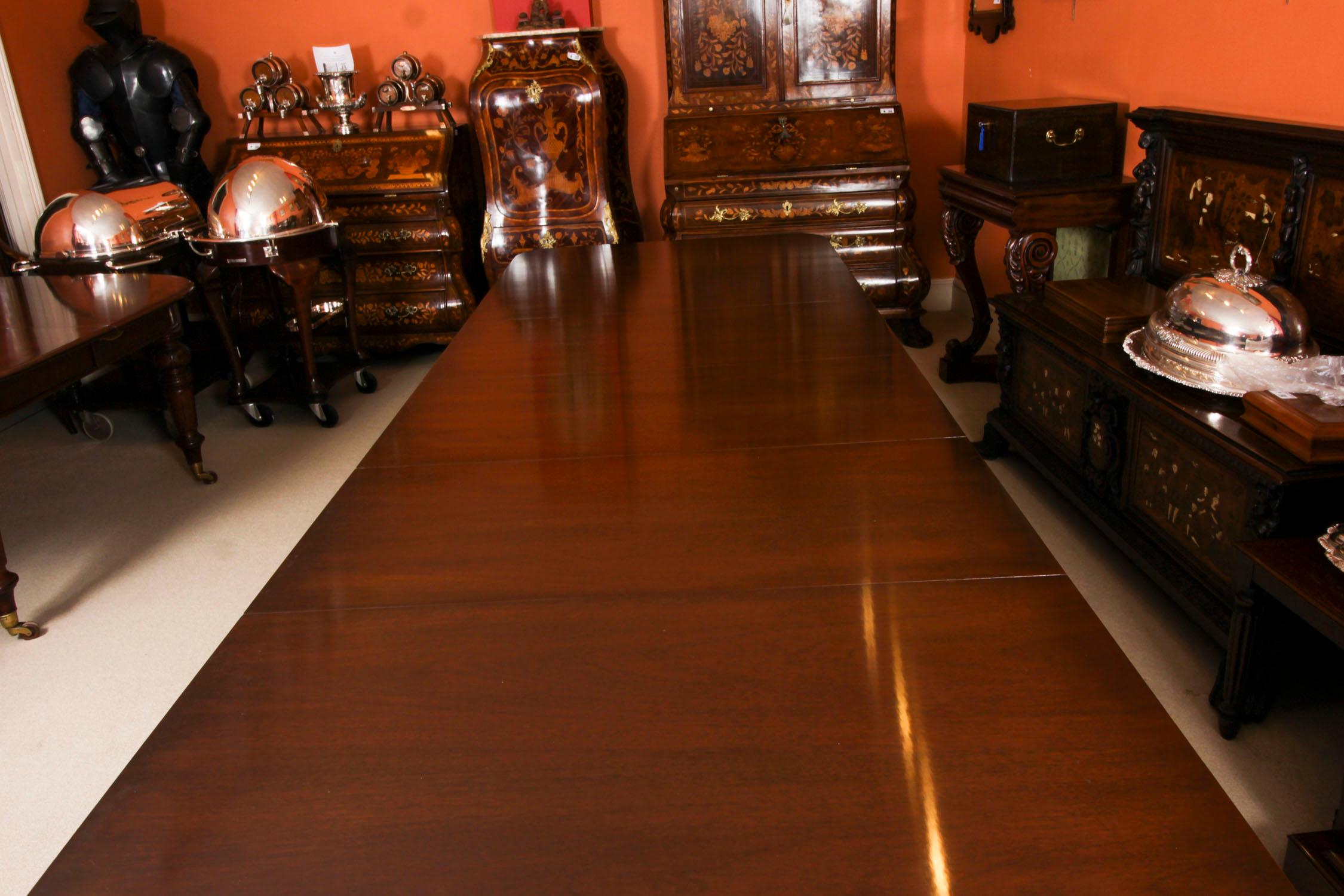 Vintage 12ft George III Style Twin Pedestal Dining Table 20th Century en vente 1