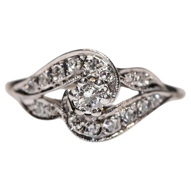 Vintage 14k Gold Circa 1970s Natural Diamond Decorated Ring
