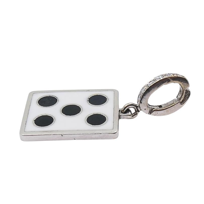 Women's or Men's Vintage 12k Gold Domino Five Charm Pavé Diamond Bail For Sale