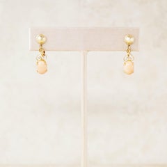 Vintage 12k Gold Filled Angel Skin Coral Drop Earrings By Sorrento, 1940s