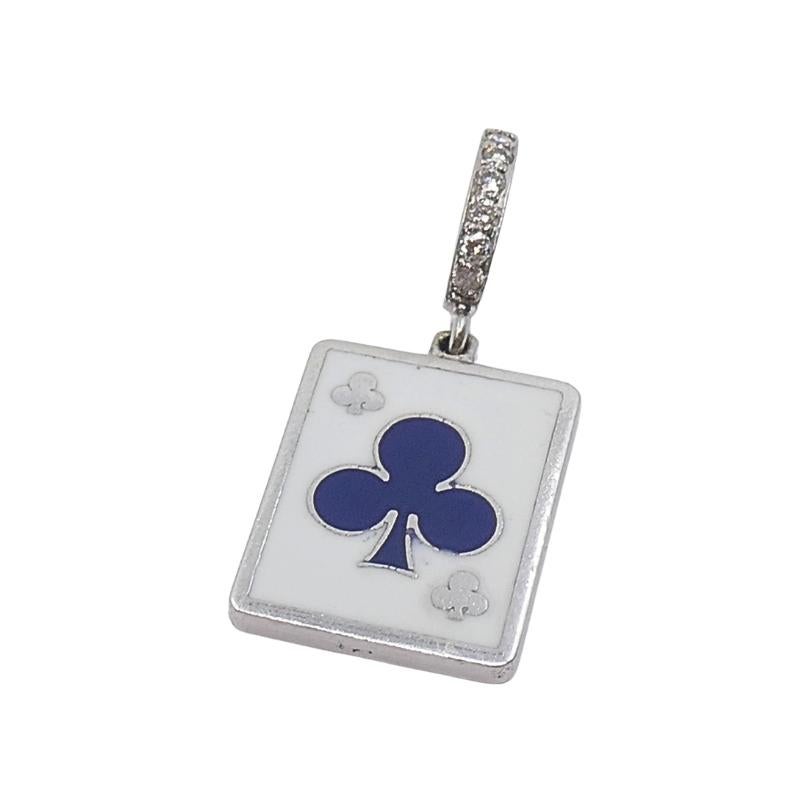 Vintage 12k Gold Playing Card Club Charm Pavé Diamond Bail For Sale 2