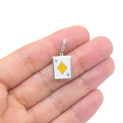 Charm Pavé Diamond Bail Vintage in oro 12k con carte da gioco e diamanti