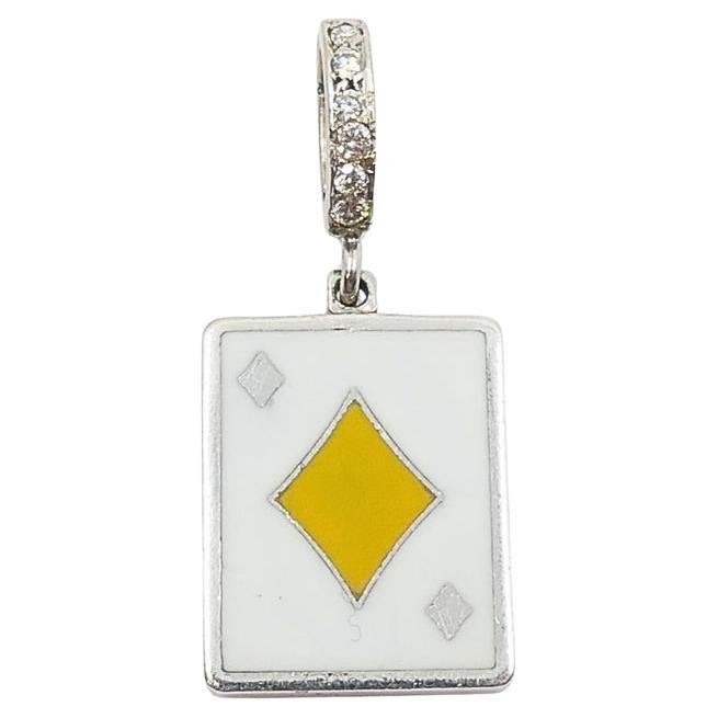 Vintage 12k Gold Playing Card Diamonds Charm Pavé Diamond Bail