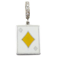 Vintage 12k Gold Playing Card Diamonds Charm Pavé Diamond Bail