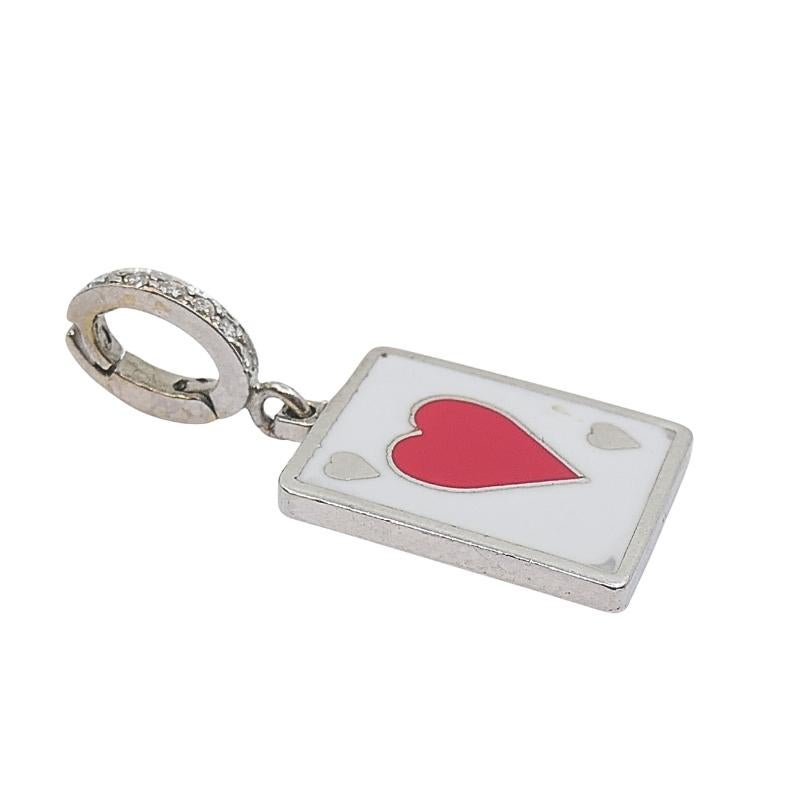 Women's or Men's Vintage 12k Gold Playing Card Heart Charm Pavé Diamond Bail For Sale