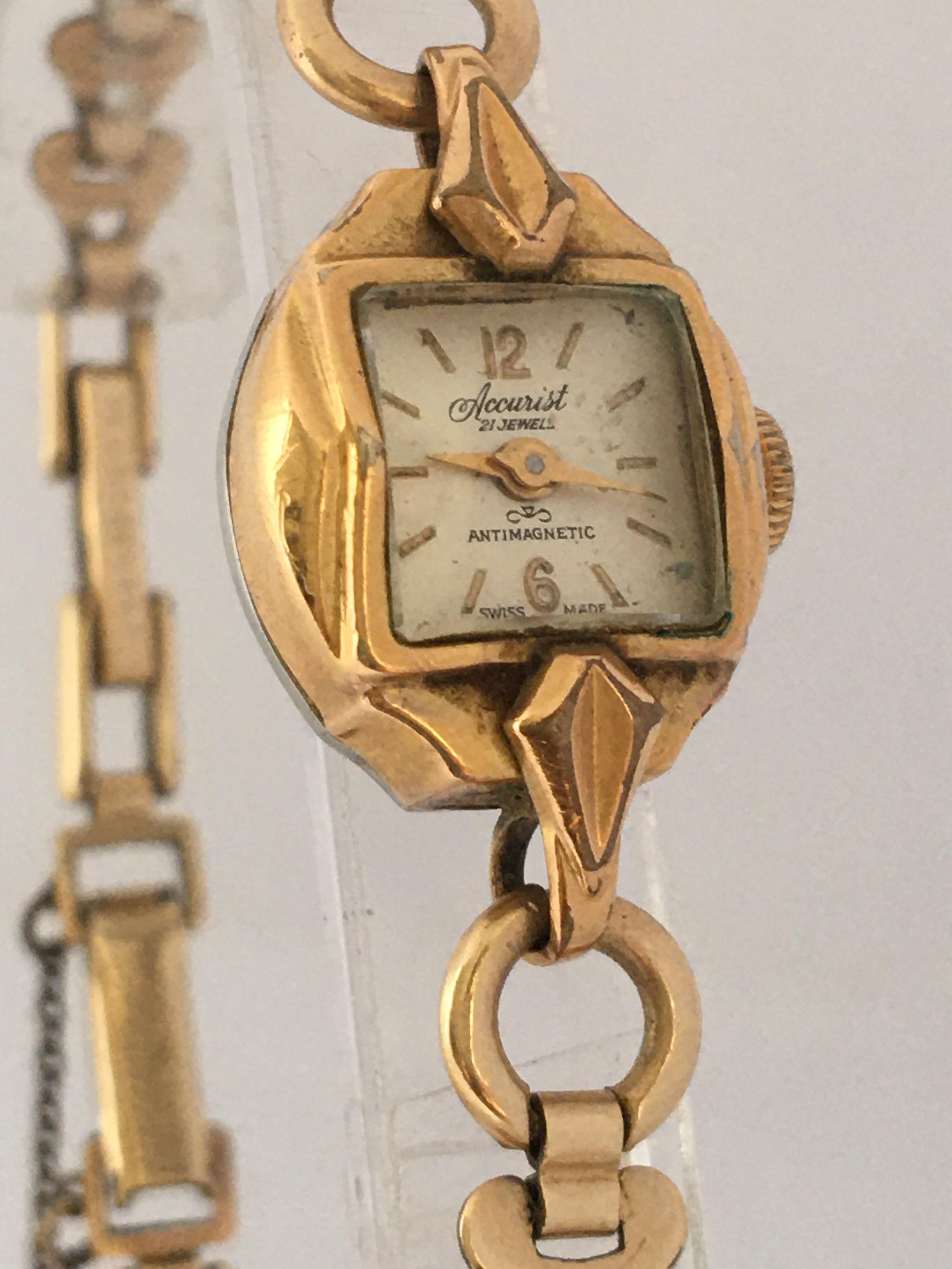 Vintage 12K Rolled Gold / Stainless Steel Back Accurist Ladies Mechanical Watch For Sale 5