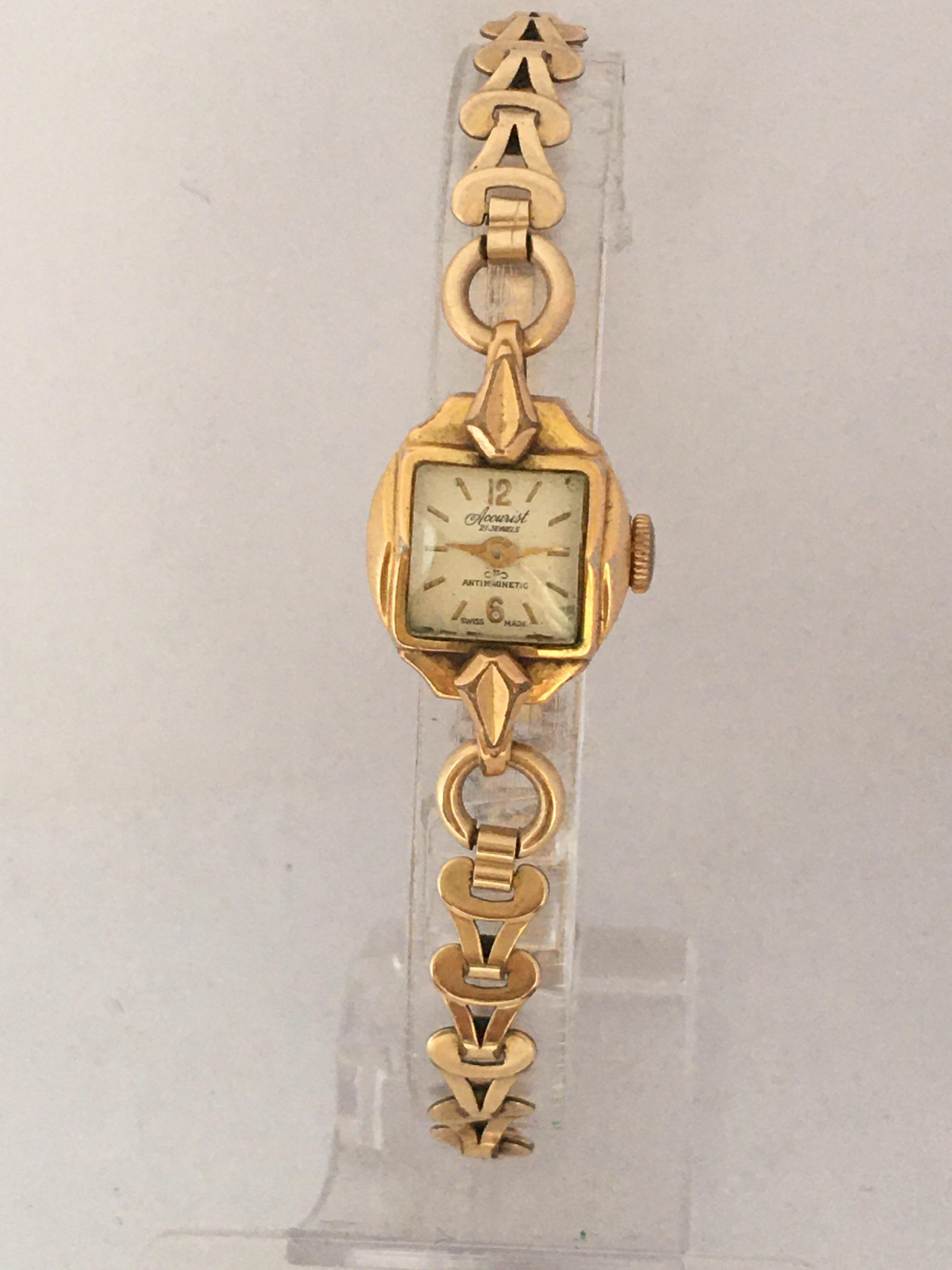 Vintage 12K Rolled Gold / Stainless Steel Back Accurist Ladies Mechanical Watch For Sale 6