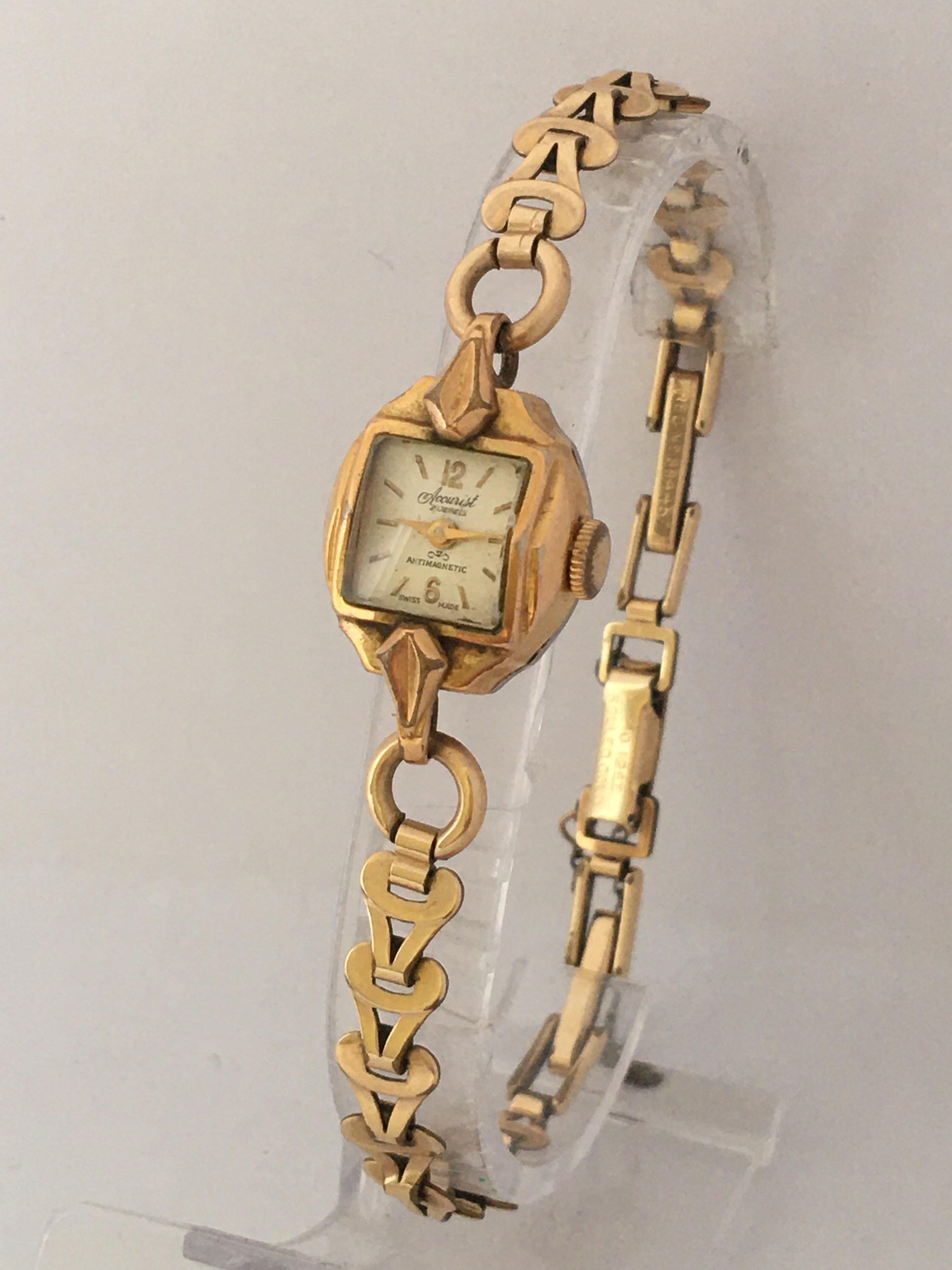 Vintage 12K Rolled Gold / Stainless Steel Back Accurist Ladies Mechanical Watch For Sale 7