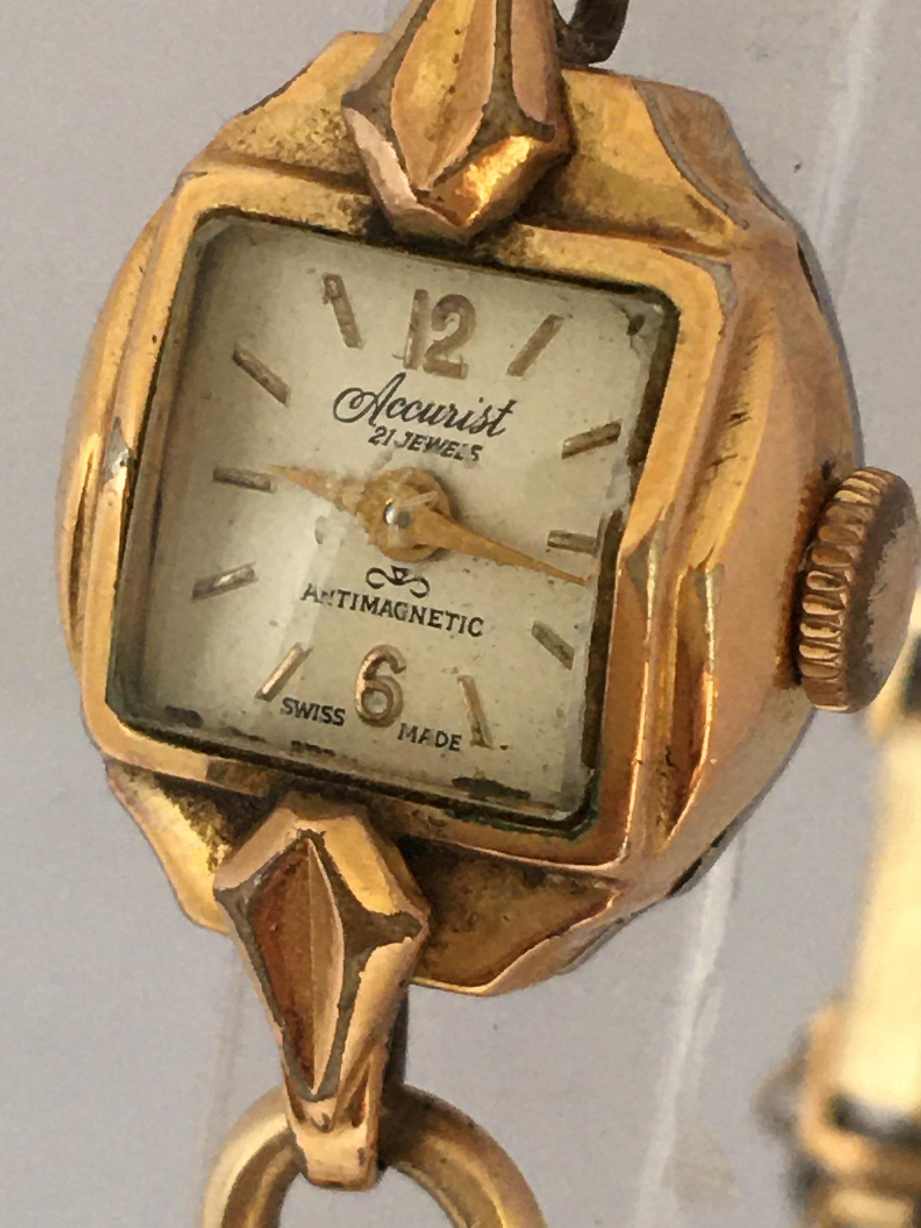 Vintage 12K Rolled Gold / Stainless Steel Back Accurist Ladies Mechanical Watch For Sale 1