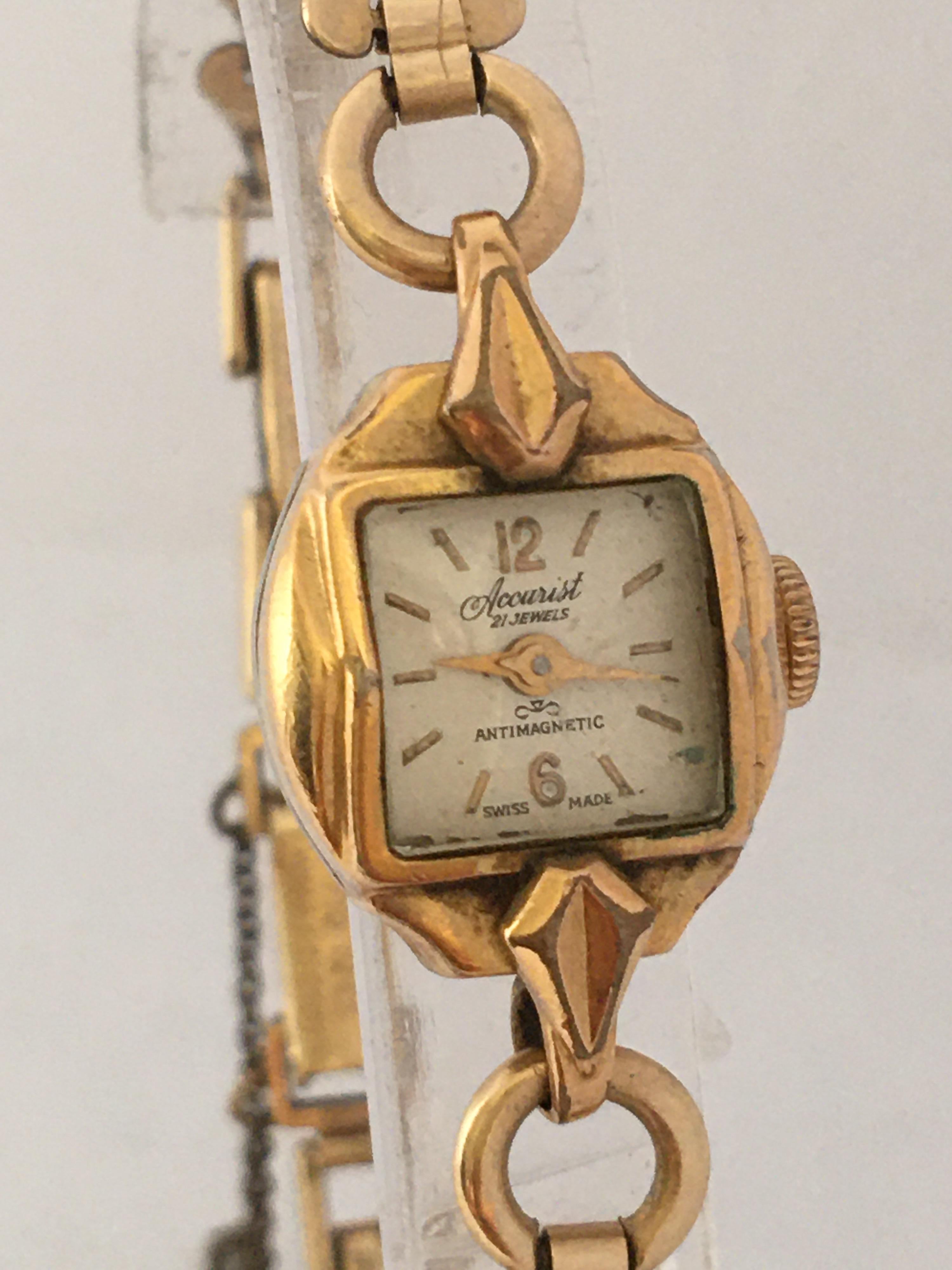 Vintage 12K Rolled Gold / Stainless Steel Back Accurist Ladies Mechanical Watch For Sale 2