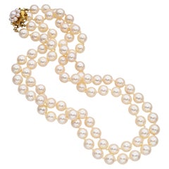 Vintage 12k Yellow Gold Pearl Double Strand Necklace