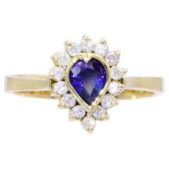 Vintage 12k Yellow Gold Sapphire and Diamond Ring