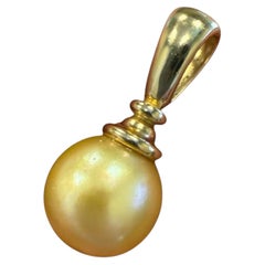 Vintage 12mm Golden Pearl Pendant 14K Yellow Gold