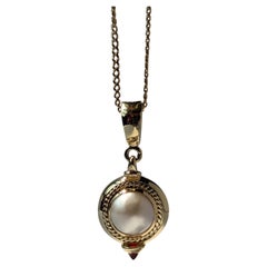 Vintage 12mm Mabe Pearl Pendant Enhancer 9ct Yellow Gold Bezel Set