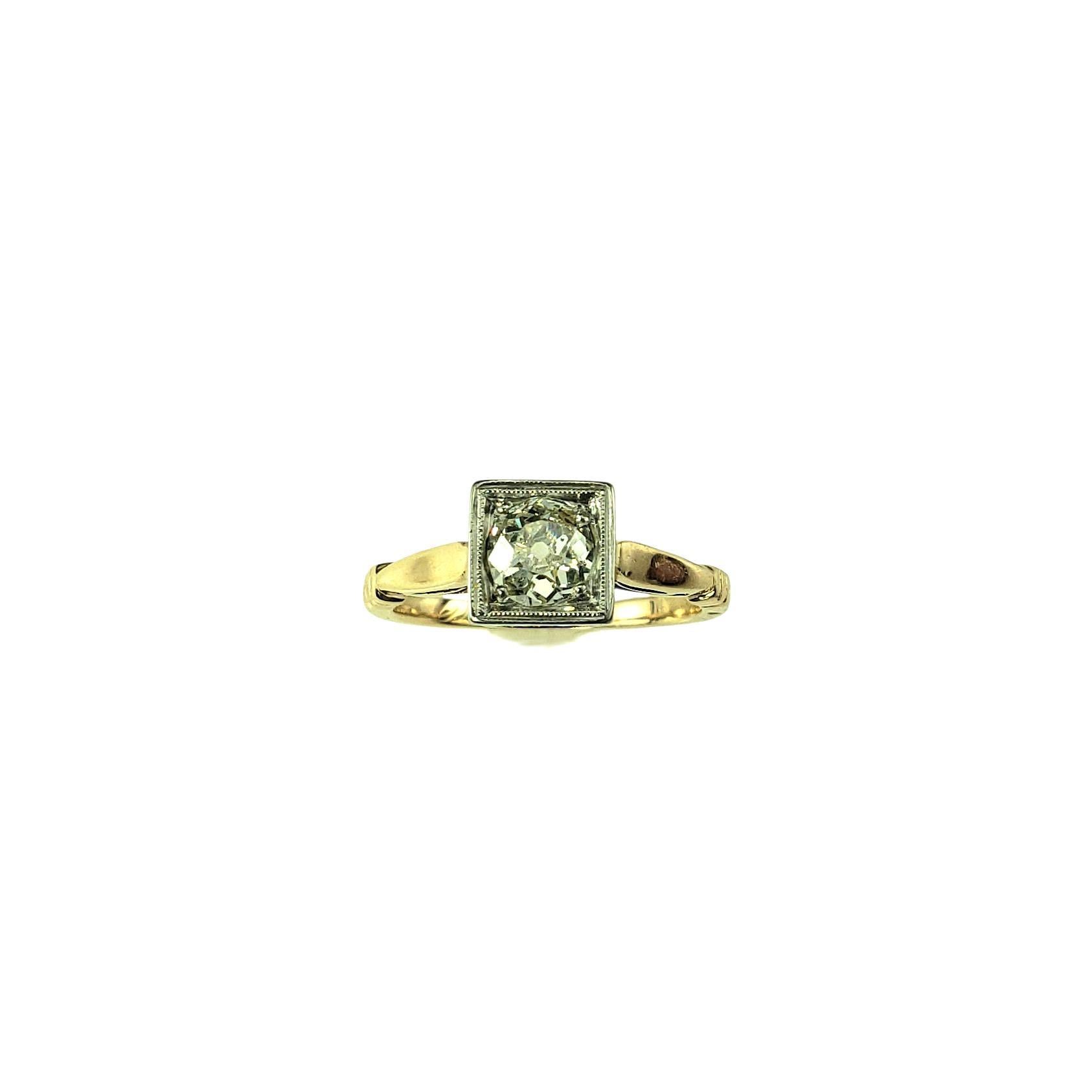 Vintage 13-14K Gelbgold Old Mine Diamant Ring Größe 4,75 #23089 im Angebot