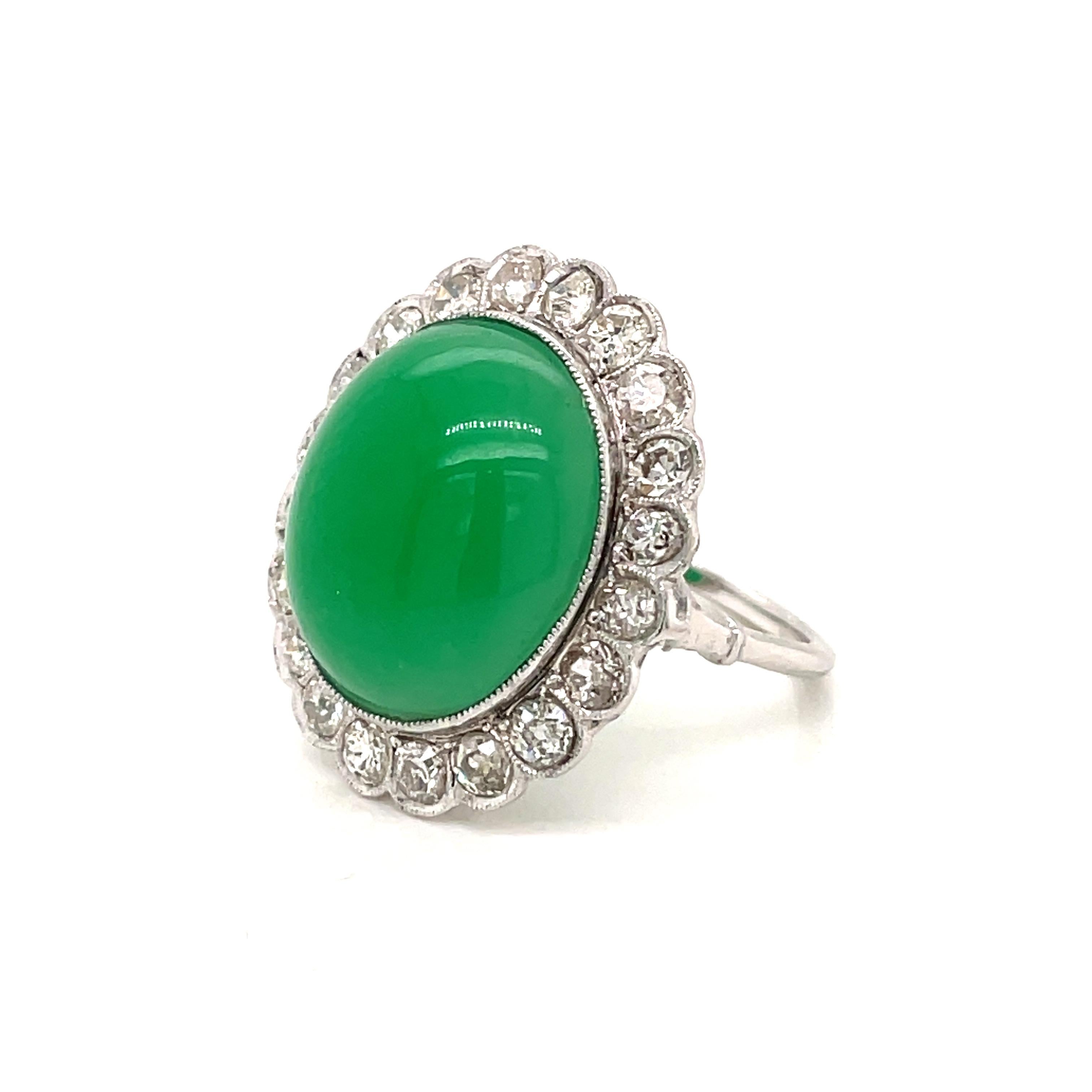 Vintage 13 Carat Jade Diamond Platinum Ring 4
