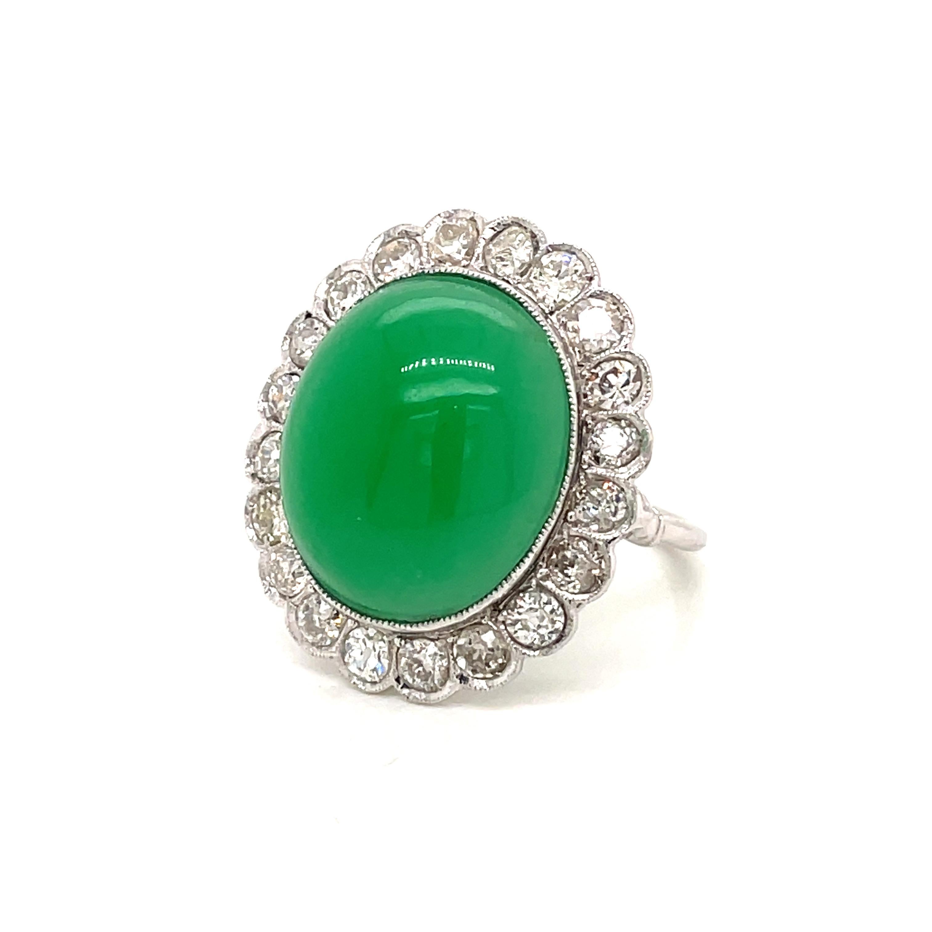 Vintage 13 Carat Jade Diamond Platinum Ring 5