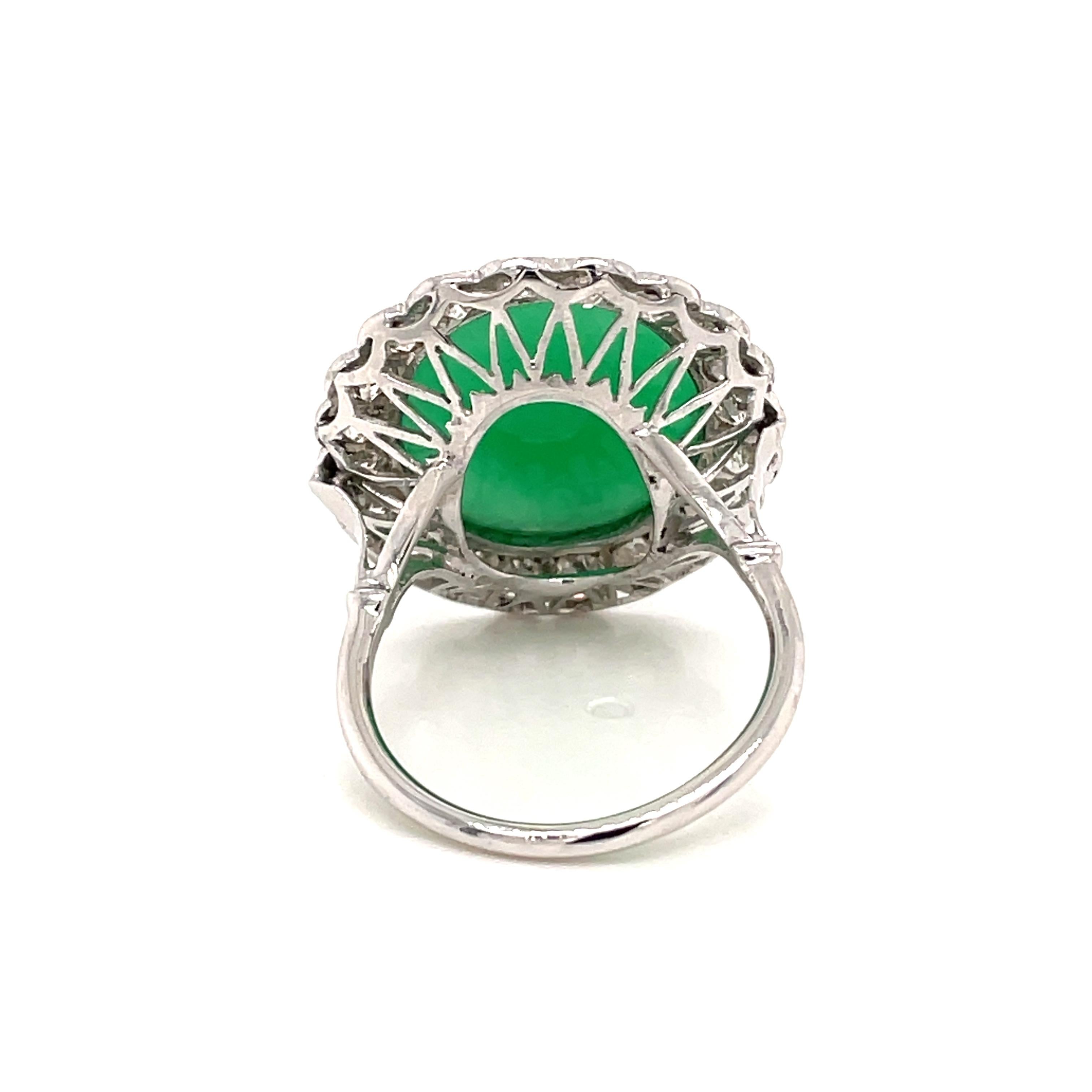 Vintage 13 Carat Jade Diamond Platinum Ring 1