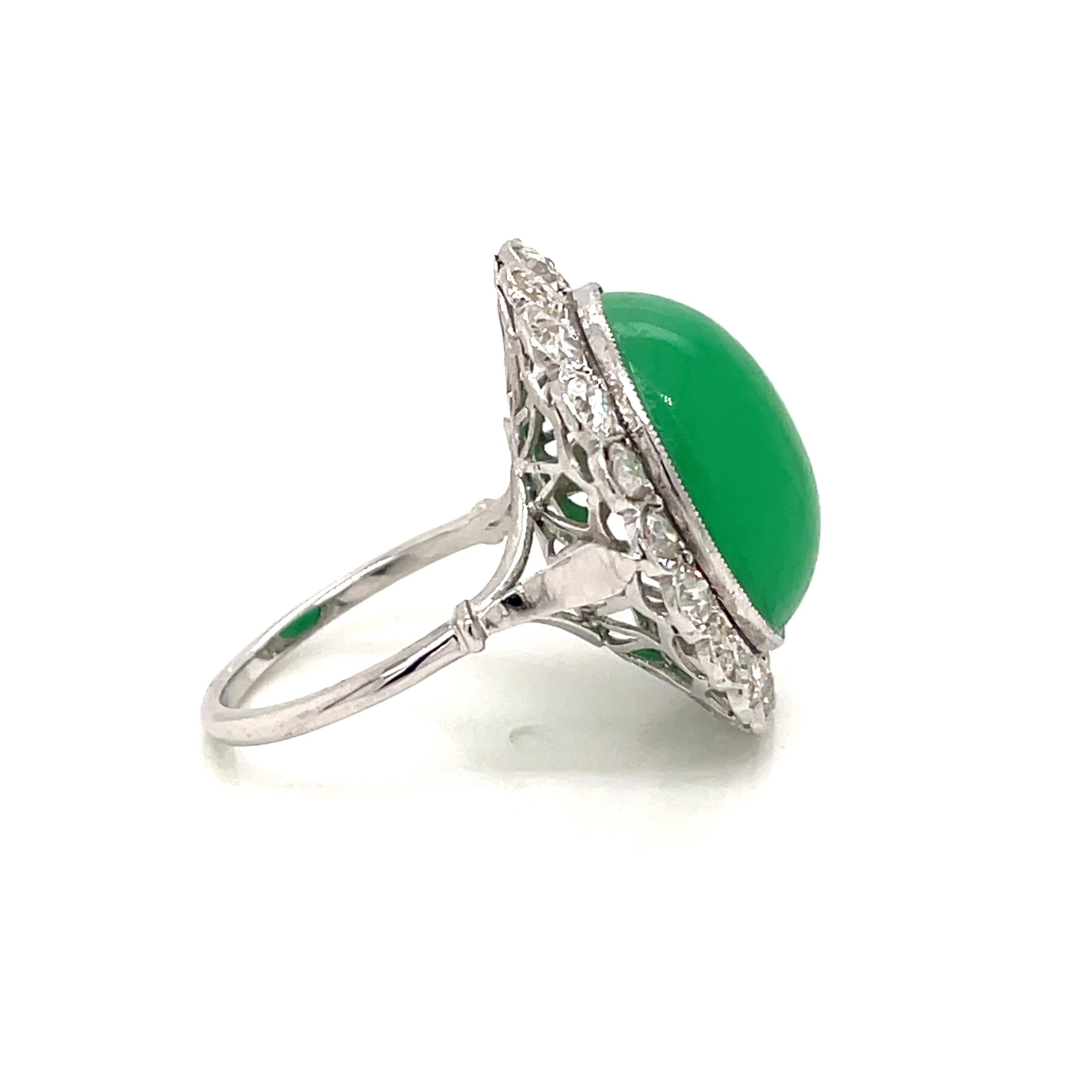 Vintage 13 Carat Jade Diamond Platinum Ring 3