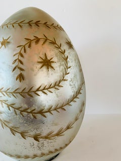 Vintage 13-Inch Hand-Painted Mercury Glass Style Decorative Egg Sculpture