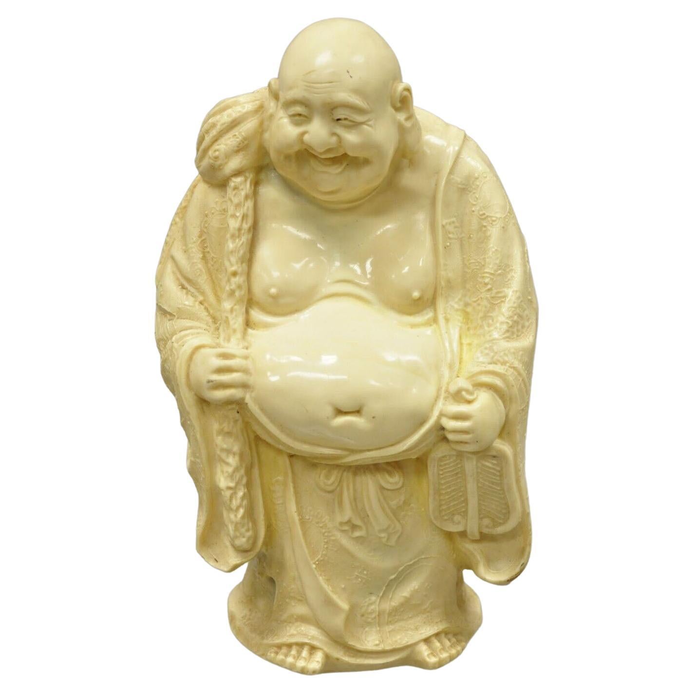 Vintage Resin Laughing Buddah Statue Sculpture Figure For Sale