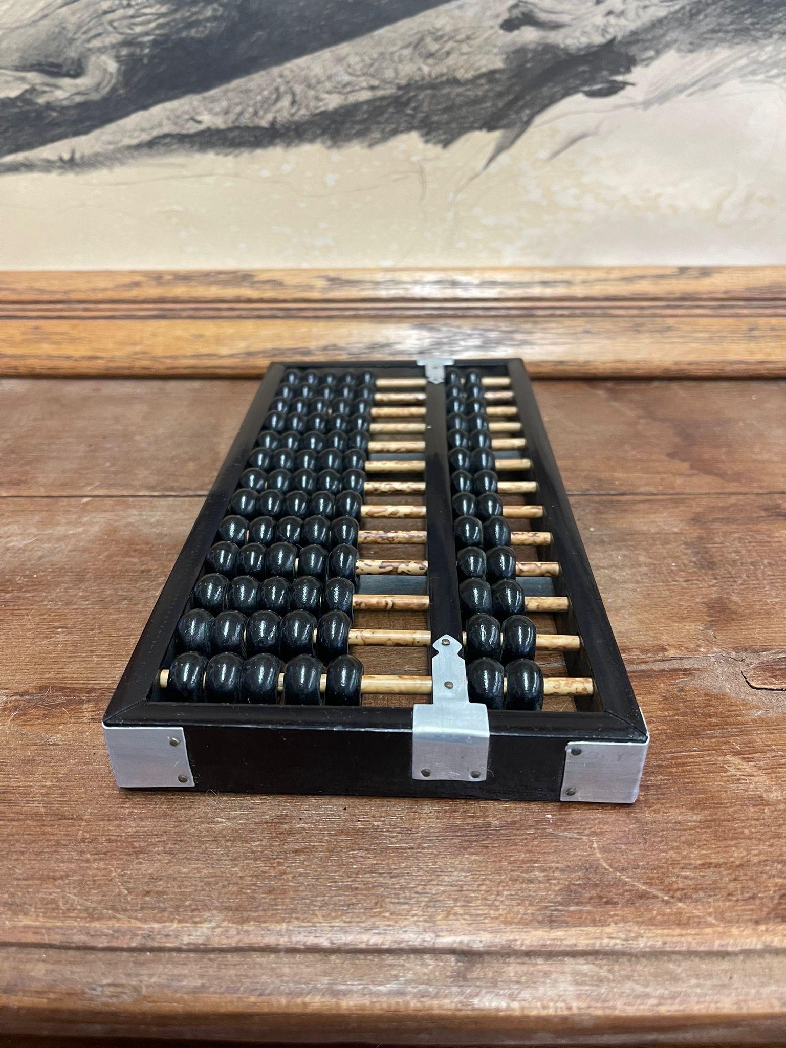 Vintage 13 Row Wooden Abacus With Silver Toned Hardware. In Good Condition For Sale In Seattle, WA