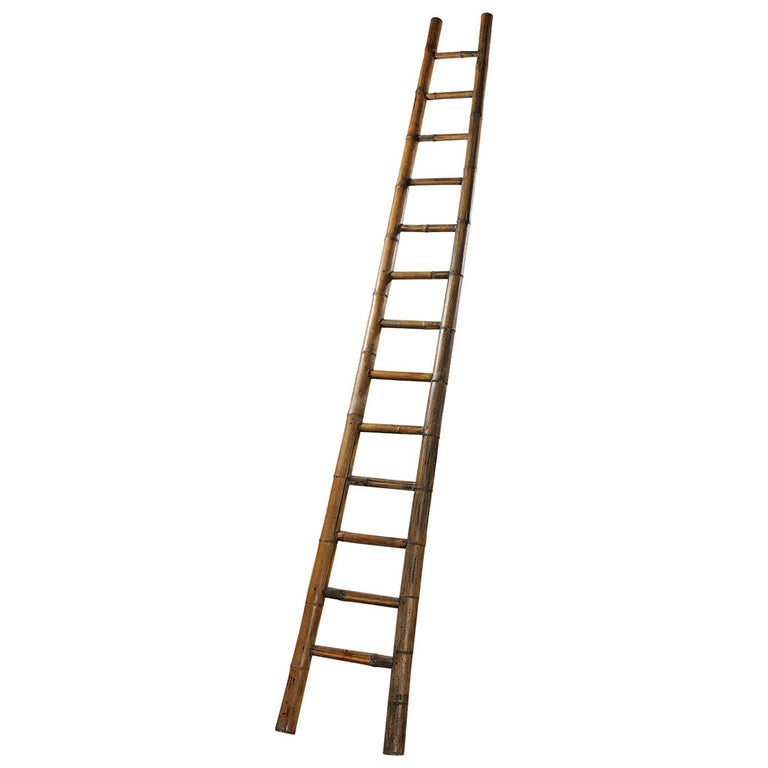 Vintage 13 Rung Bamboo Ladder, 20th Century For Sale at 1stDibs