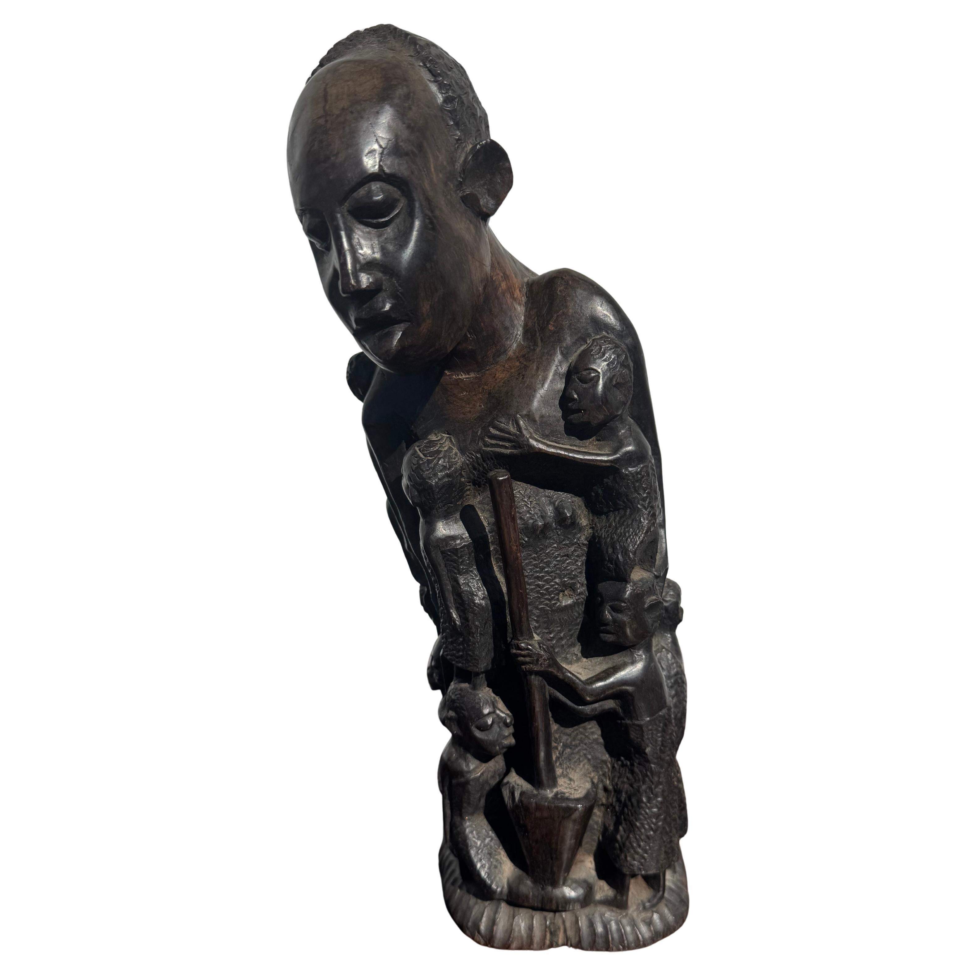 Vintage 13" Tanzanian Ironwood Family Tree Sculpture