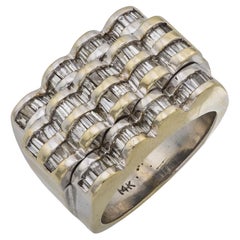 Vintage 1.30 carat diamond 14k white gold tank ring