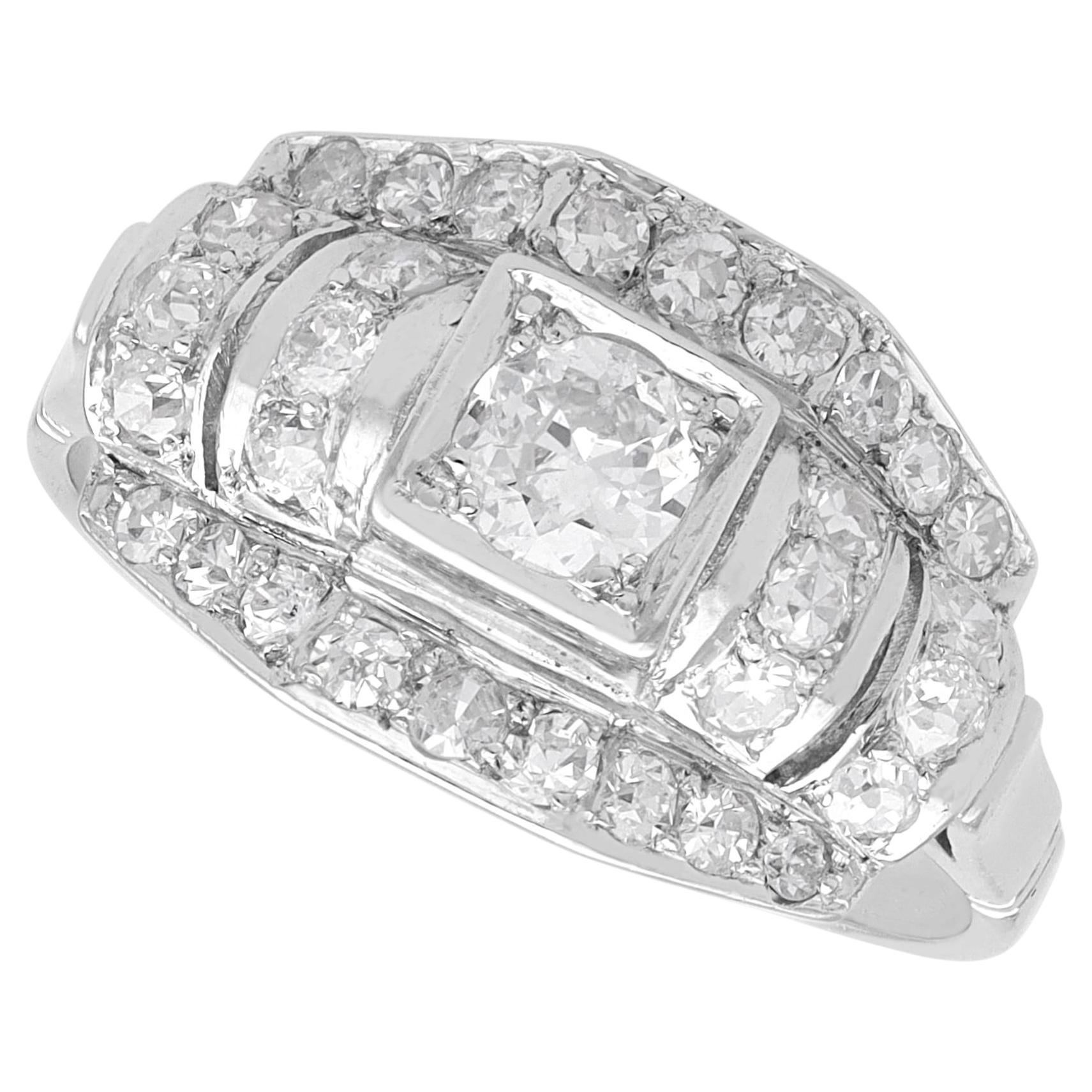 Vintage 1.30 Carat Diamond and Platinum Cocktail Ring Circa 1950 en vente