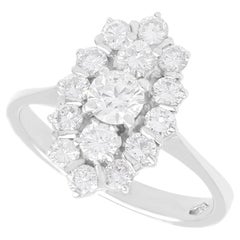 Vintage 1.30 Carat Diamond and White Gold Marquise Cluster Ring Circa 1970