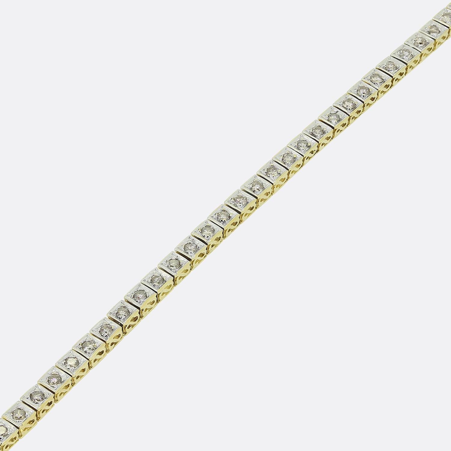 Brilliant Cut Vintage 1.30 Carat Diamond Line Bracelet For Sale