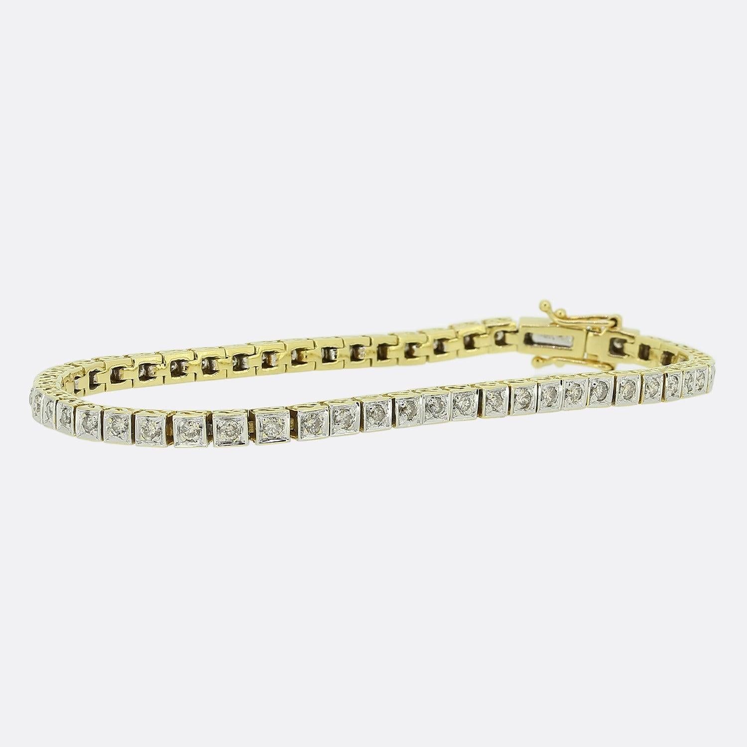 Women's Vintage 1.30 Carat Diamond Line Bracelet For Sale