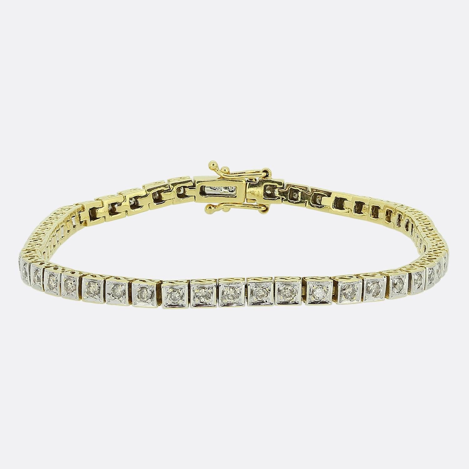 Vintage 1.30 Carat Diamond Line Bracelet For Sale 1