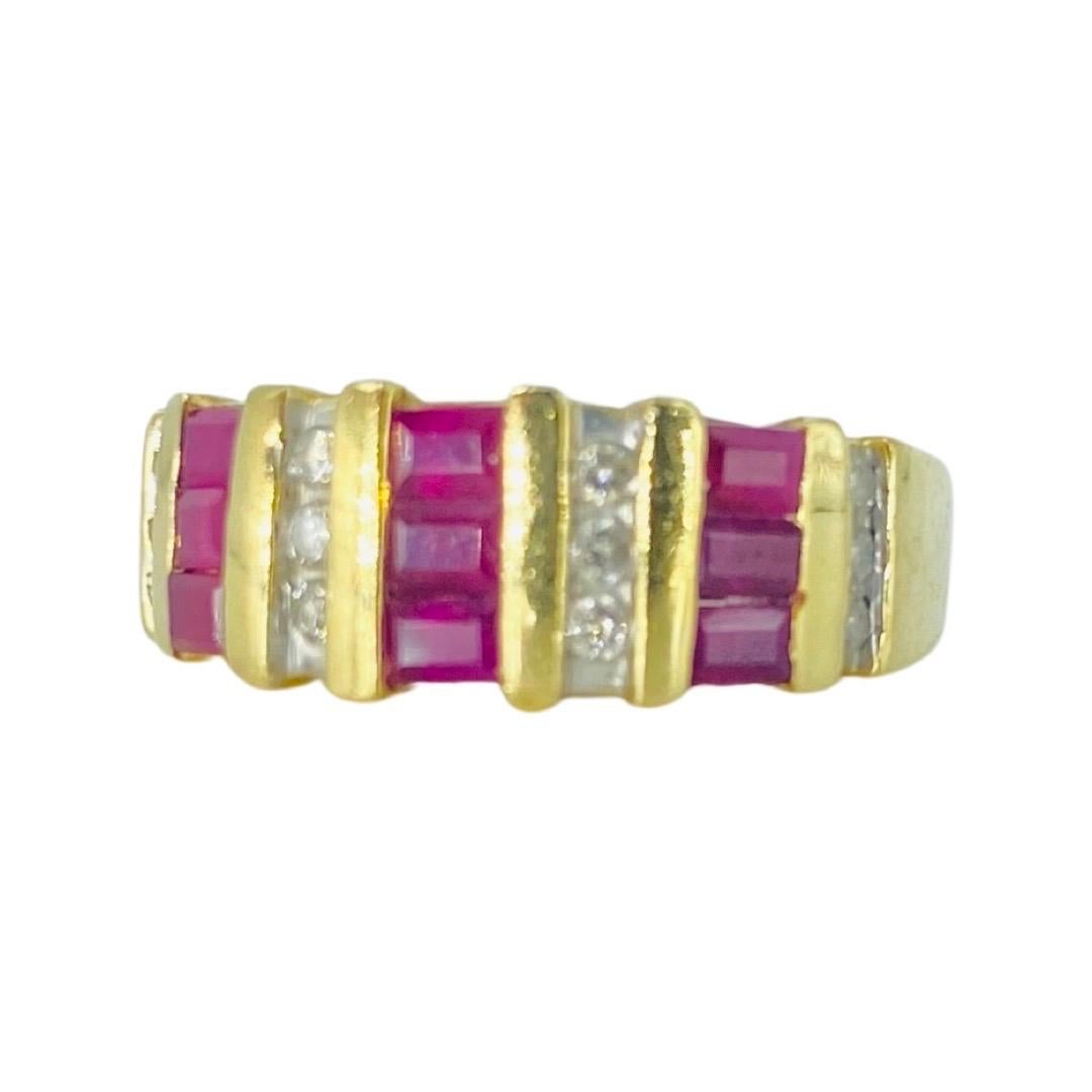 Emerald Cut Vintage 1.30 Carat Ruby and Diamonds Ring  14k Gold For Sale