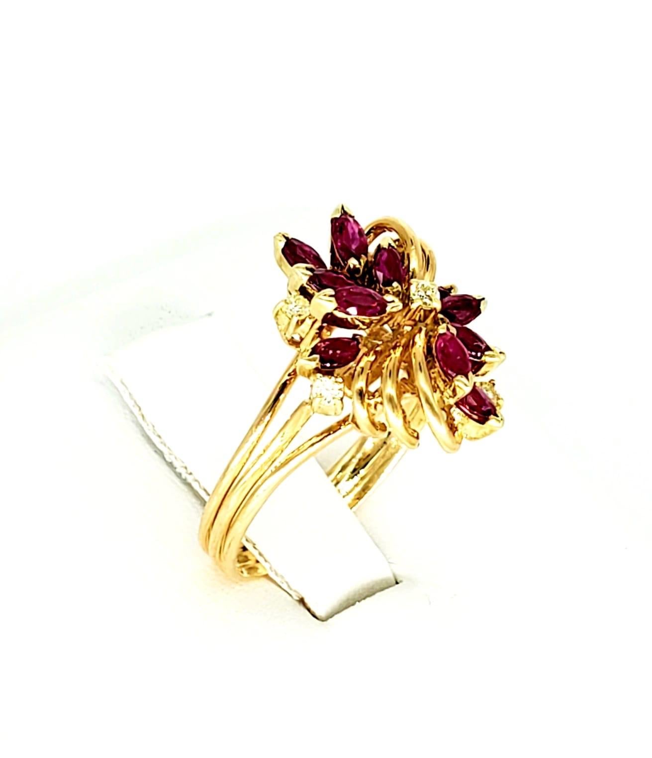 ruby flower ring vintage