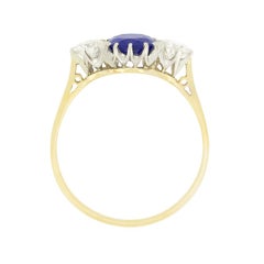 Vintage 1,30ct Saphir und Diamant Drei Stein Ring, ca. 1950er Jahre