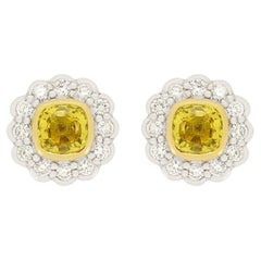 Vintage 1.30ct Yellow Sapphire and Diamond Earrings, c.1970s