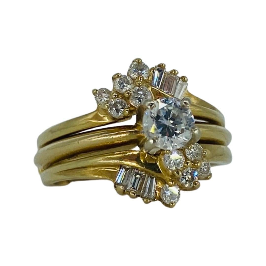 Vintage 1.30tcw Diamonds Engagement Ring Detachable Set 14k Gold. The Center diamond weights approx  0.50 carat by formula. The surrounding diamonds are a total weight approx 0.80tcw by formula. The Ring is a size 7.5 and weighs a total of 6.8 grams.